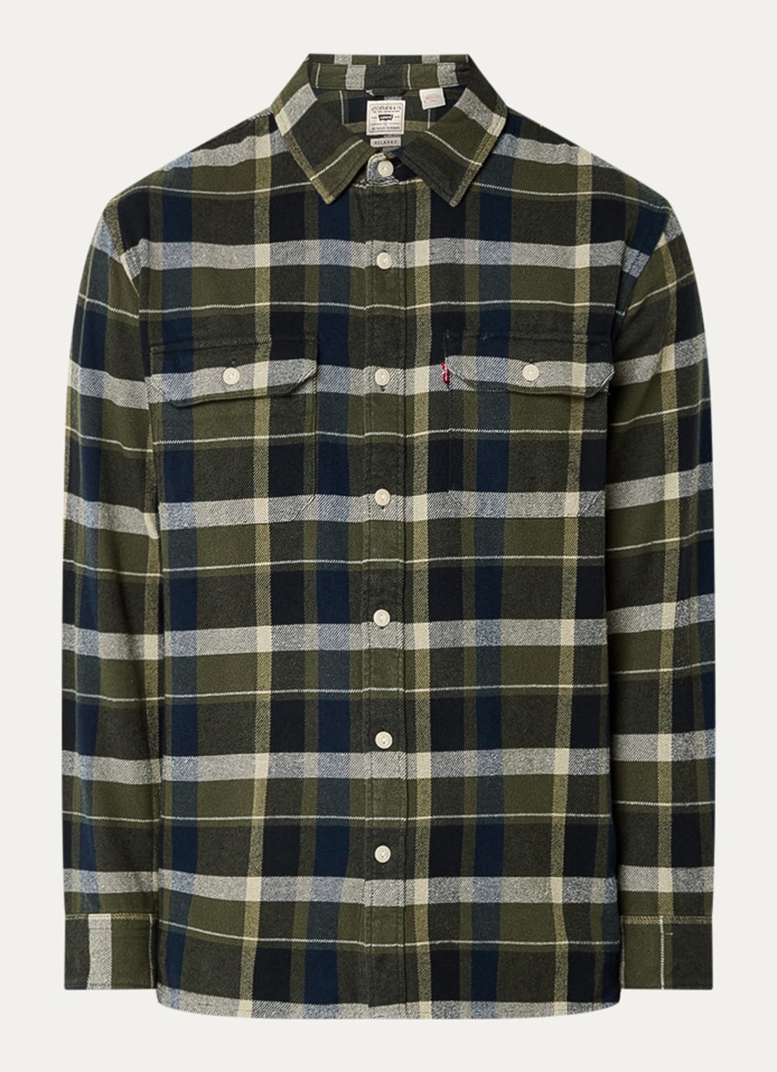 Levi's Jackson overshirt met ruitdessin - voorkant 3 legergroen
