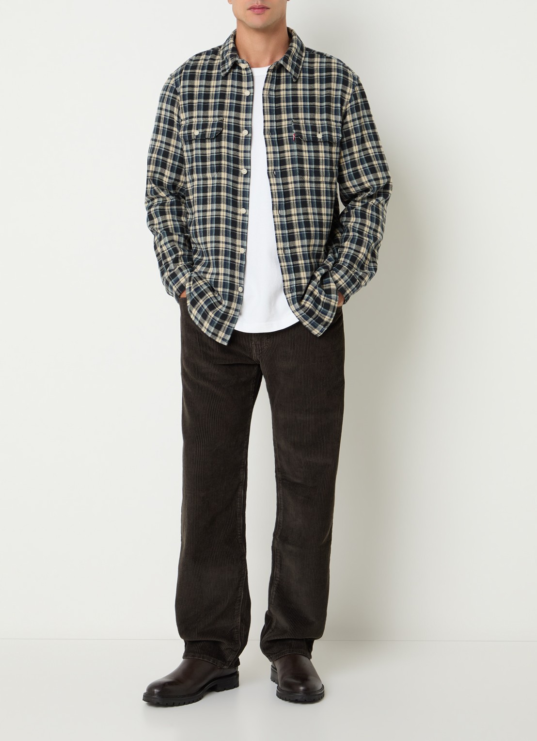 Levi's Jackson overshirt met ruitdessin - voorkant 3 donkerblauw