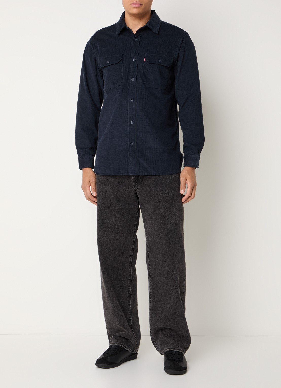 Levi's Jackson Worker overhemd van corduroy met klepzakken - voorkant 2 donkerblauw