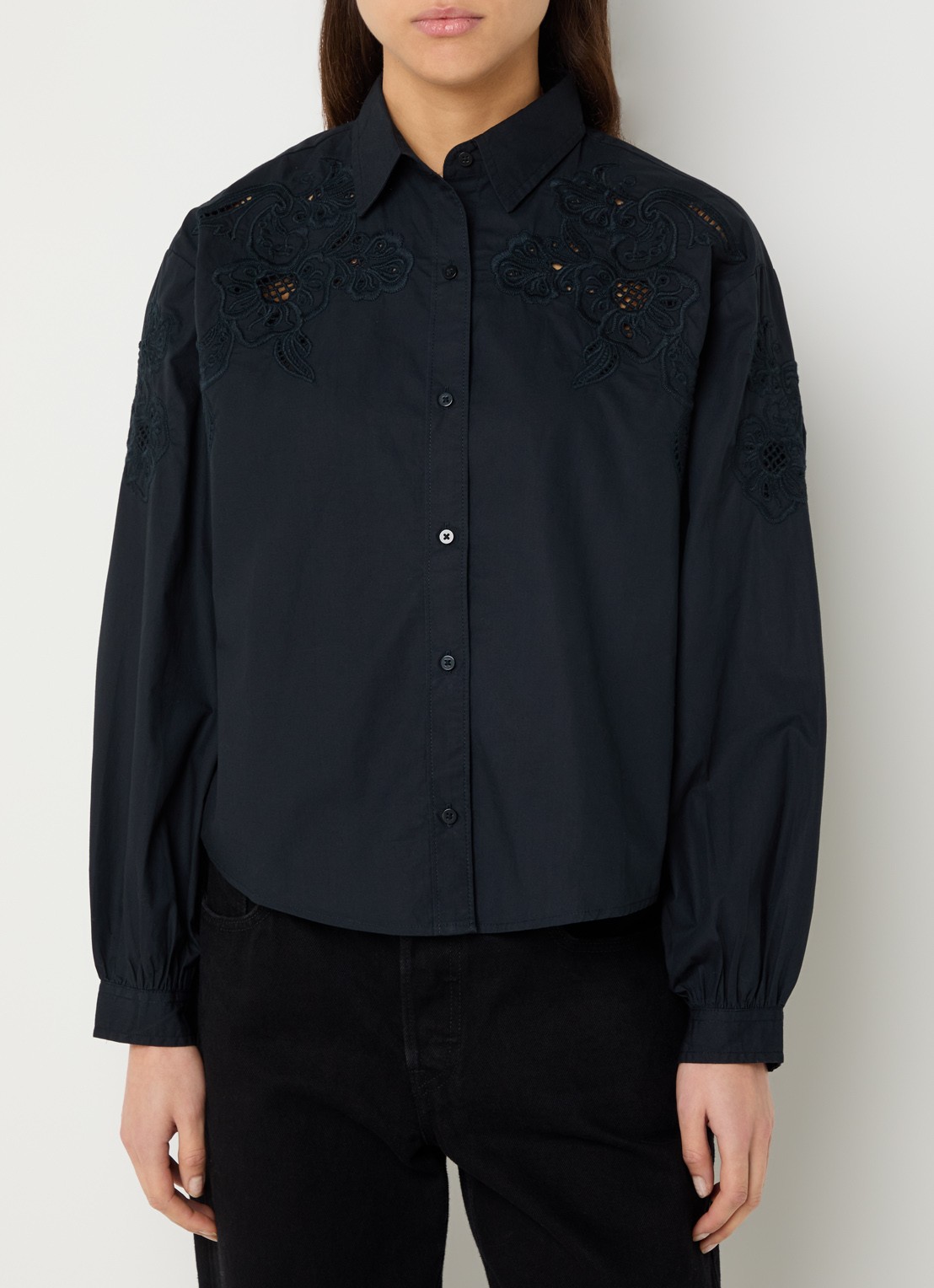 Levi's Janie blouse met broderie - detail 3 zwart
