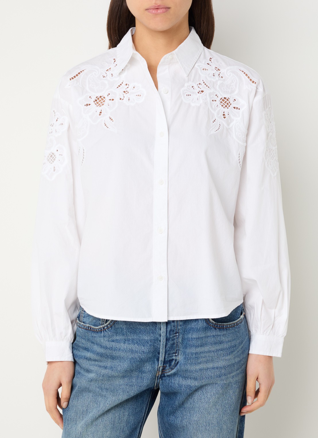 Levi's Janie blouse met broderie - detail 4 wit