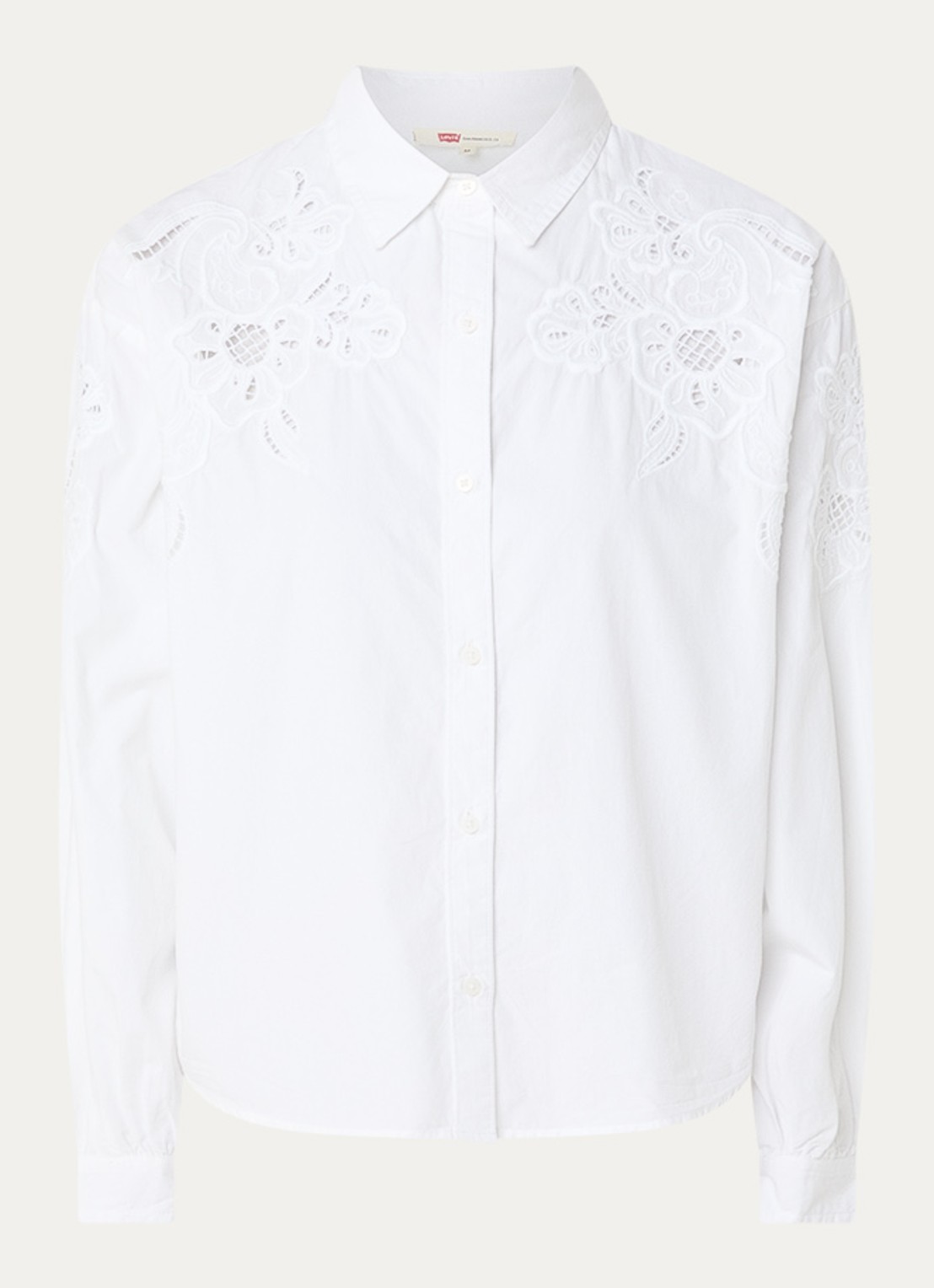 Levi's Janie blouse met broderie - voorkant wit