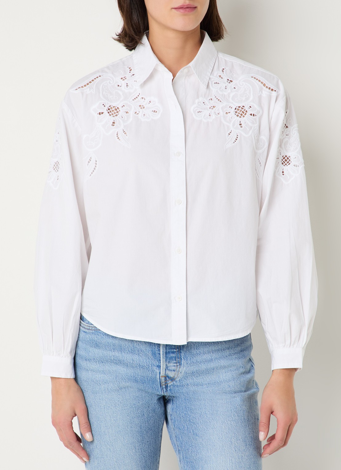 Levi's Janie blouse met broderie - detail 5 wit