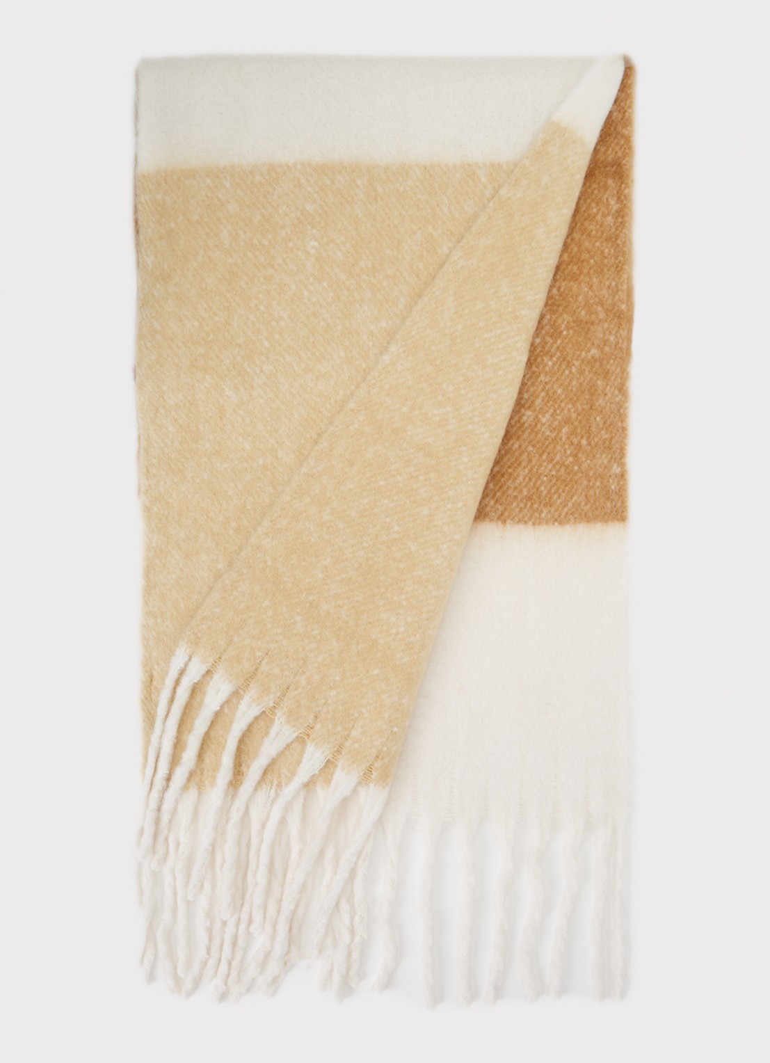 Levi's Jolea sjaal in wolblend 200 x 50 cm - voorkant 3 gebroken wit