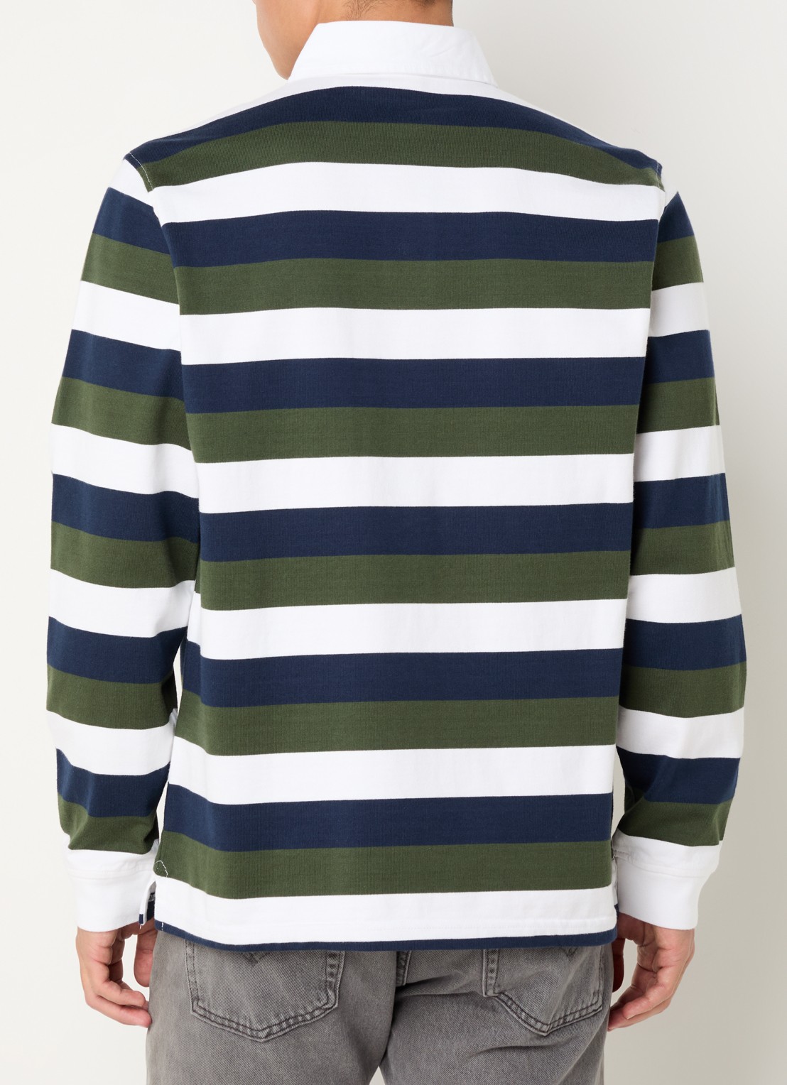 Levi's Jona regular fit polo met streepprint - achterkant 3 legergroen