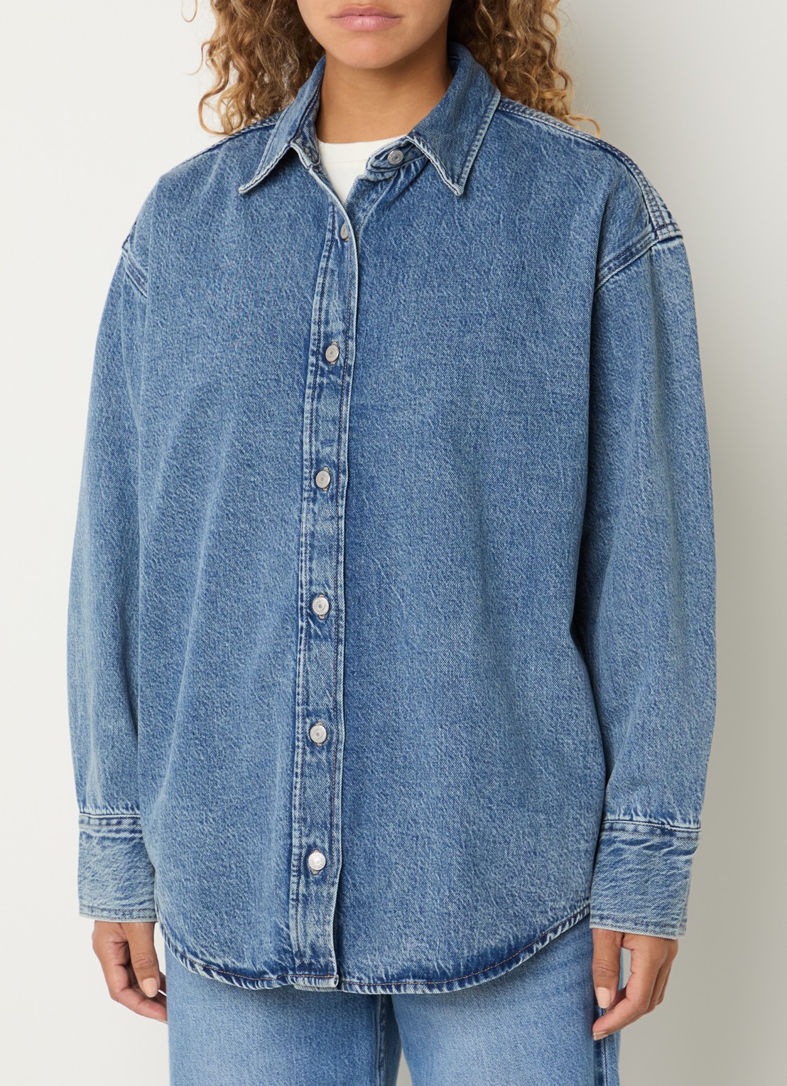 Levi's Jordan blouse van denim met kraag - detail 4 indigo