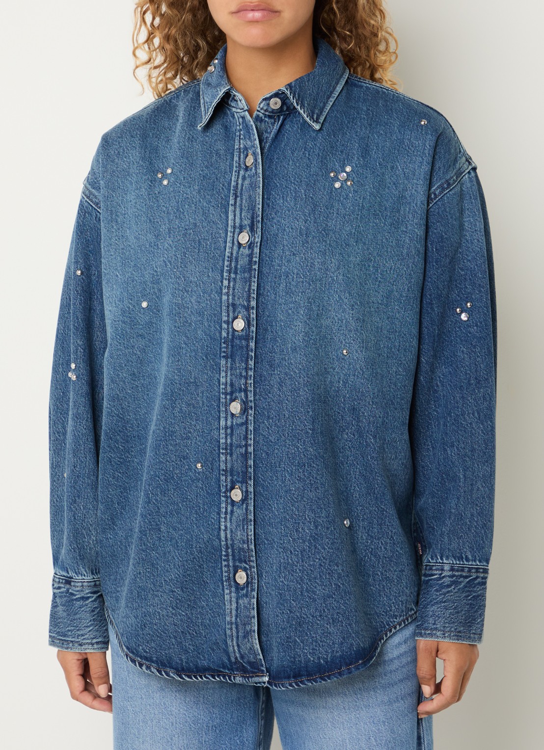 Levi's Jordan blouse van denim met pailletten - detail 4 indigo