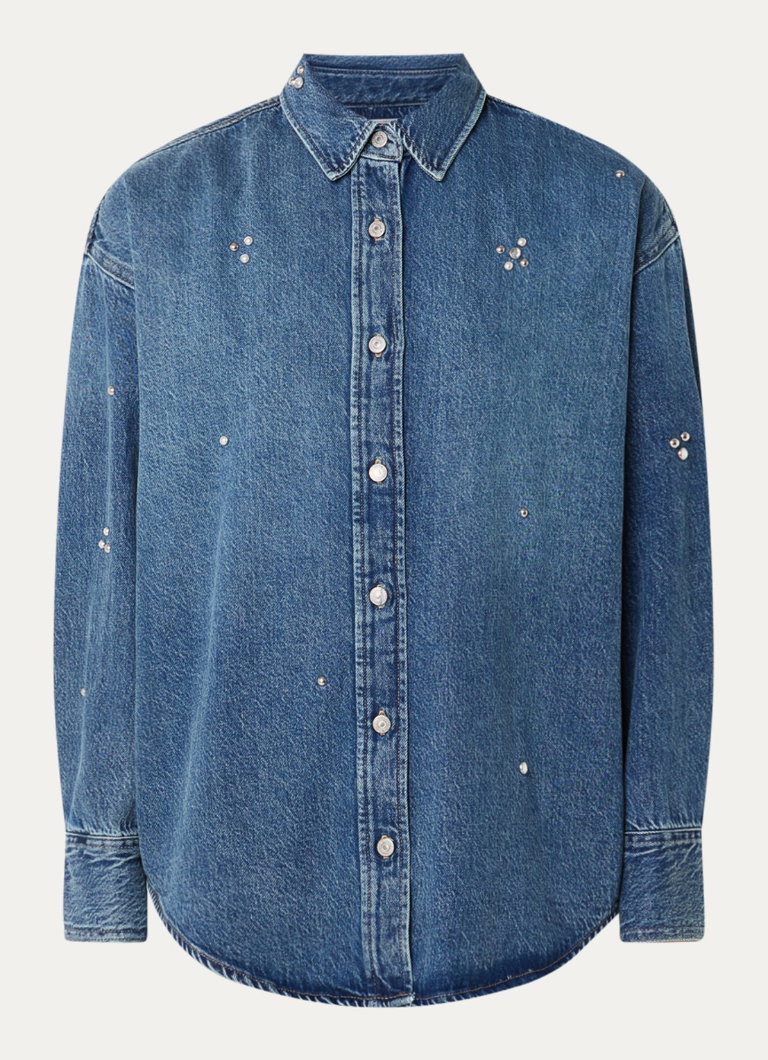 Levi's Jordan blouse van denim met pailletten - voorkant indigo