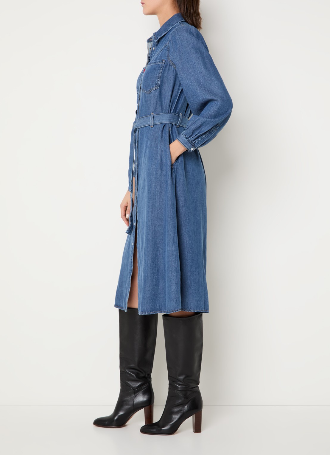 Levi's Journey midi denim tuniekjurk  - voorkant 3 indigo