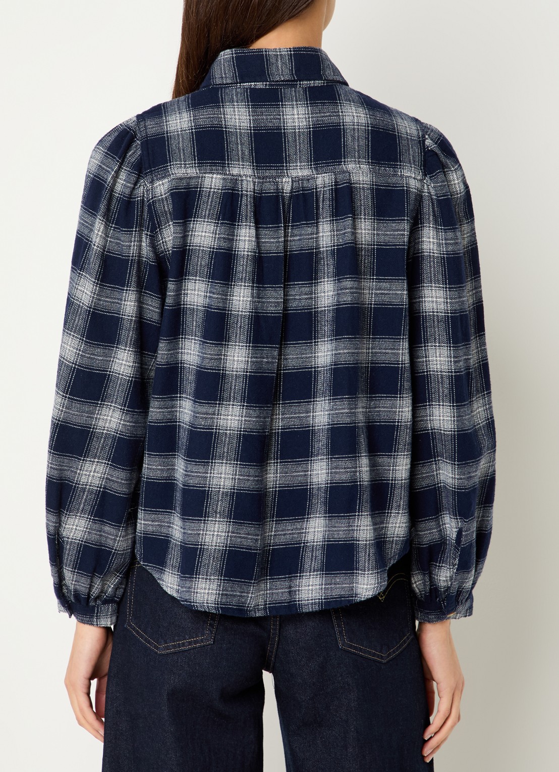 Levi's Journey Western blouse met ruitdessin - achterkant 3 donkerblauw