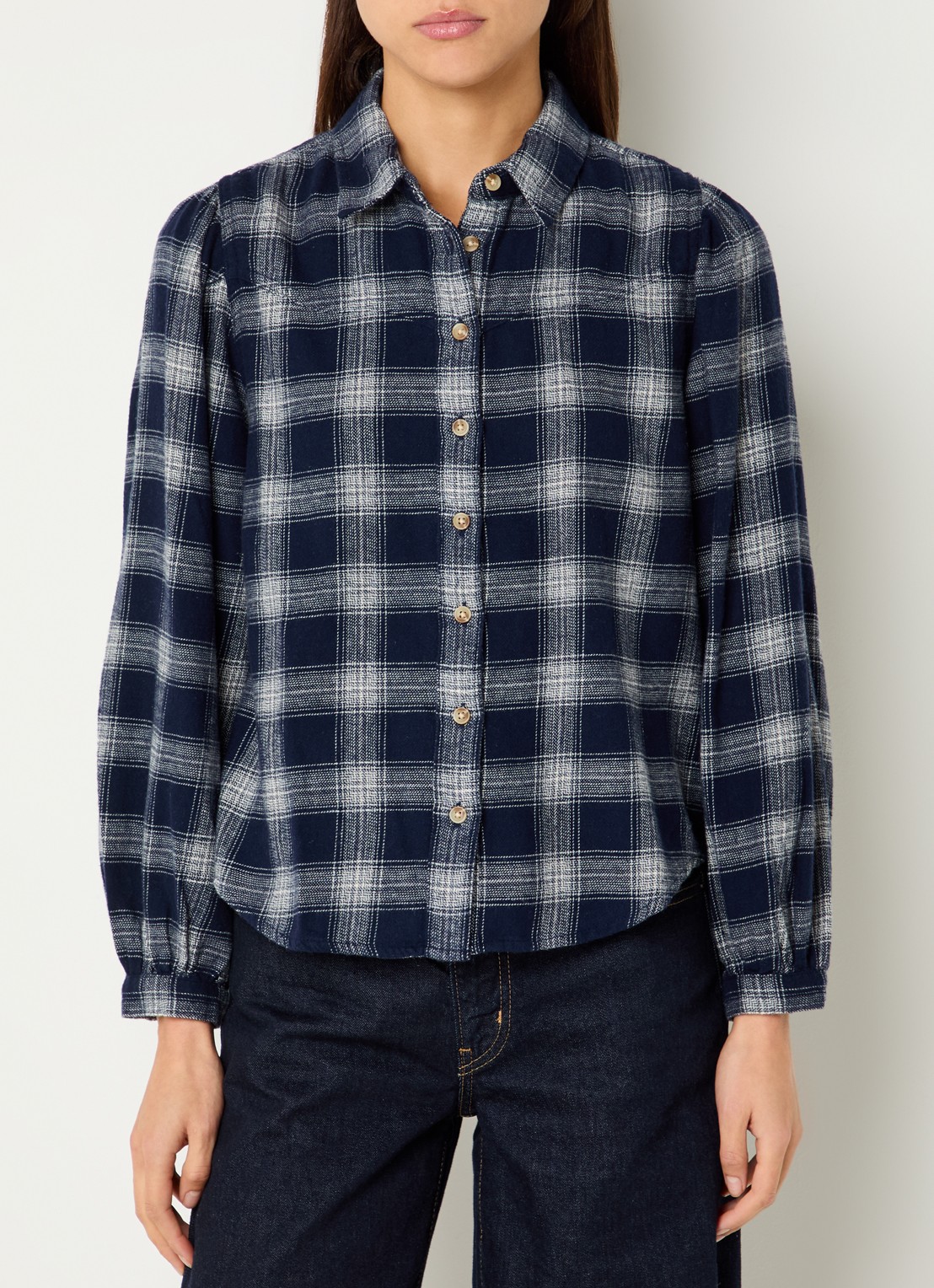 Levi's Journey Western blouse met ruitdessin - detail 4 donkerblauw