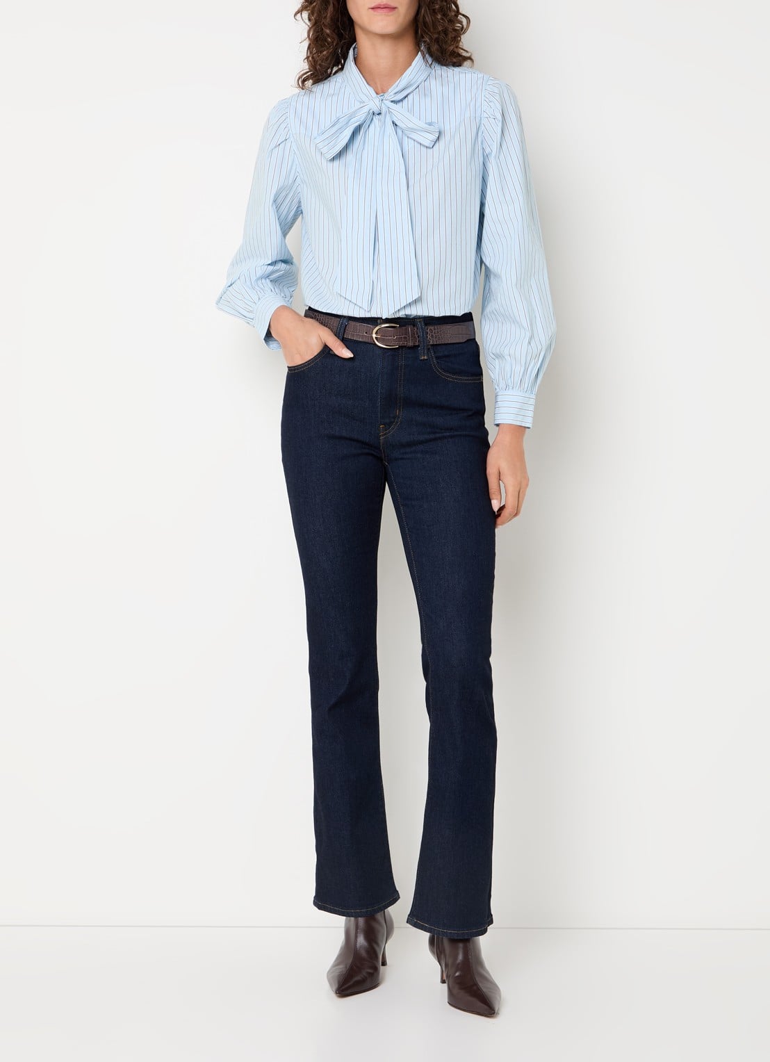 Levi's Judice blouse met streepprint - voorkant 2 lichtblauw