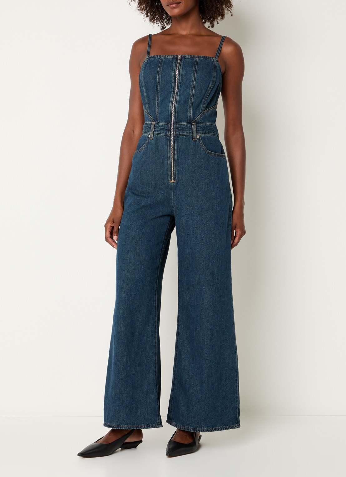 Levi's Jumpsuit van denim met ritssluiting - detail indigo