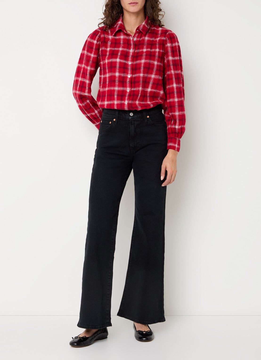 Levi's Juna blouse met ruitdessin - voorkant 2 rood