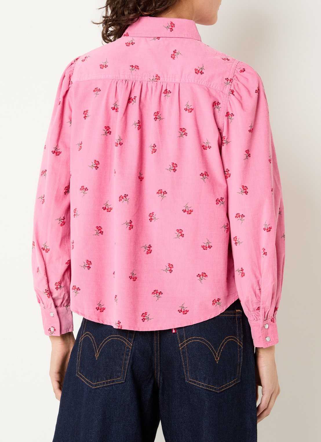 Levi's Juna blouse van corduroy met bloemenprint - achterkant roze
