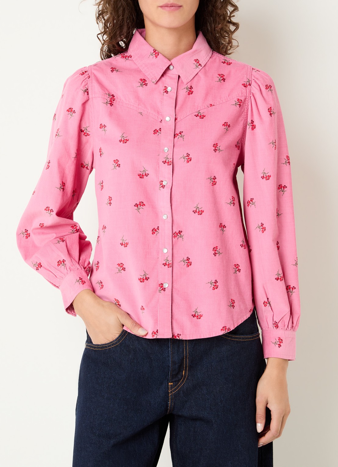 Levi's Juna blouse van corduroy met bloemenprint - detail 4 roze