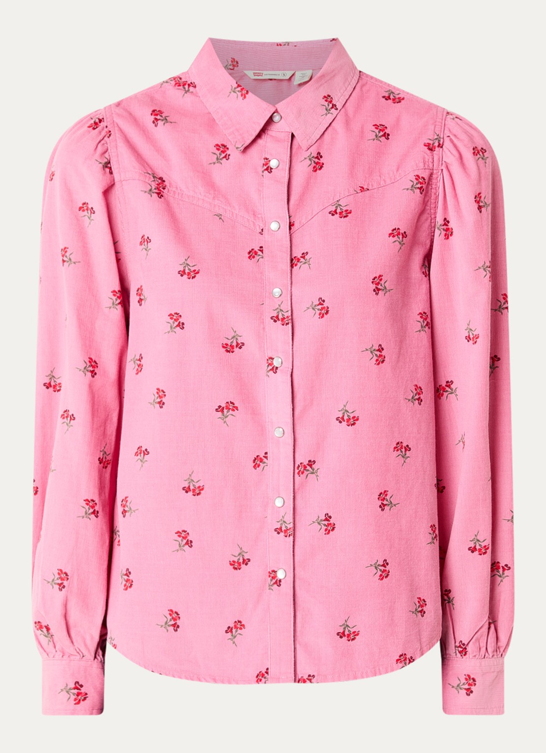 Levi's Juna blouse van corduroy met bloemenprint - voorkant 2 roze