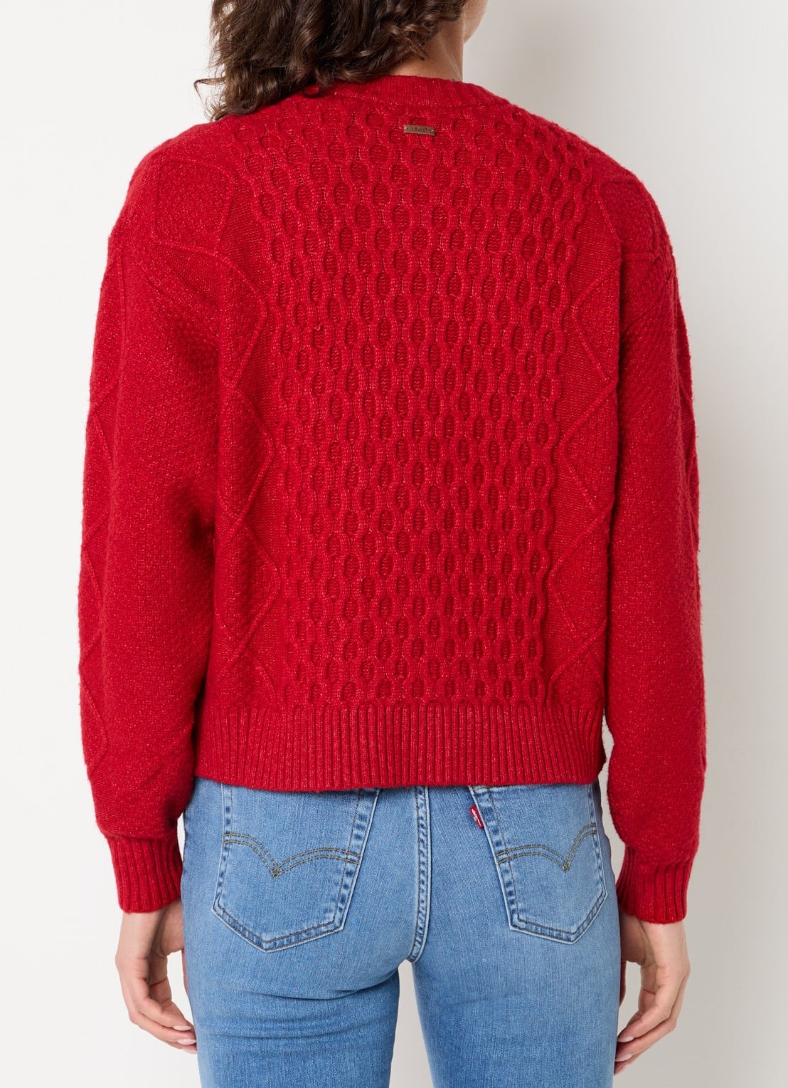 Levi's Kabelgebreid vest in wolblend - achterkant 3 rood
