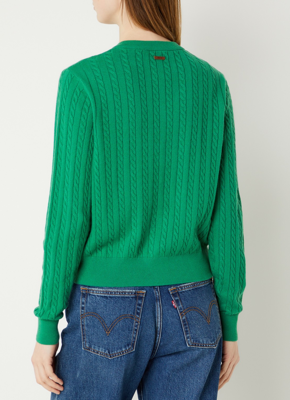 Levi's Kabelgebreid vest met ronde hals - achterkant 4 donkergroen