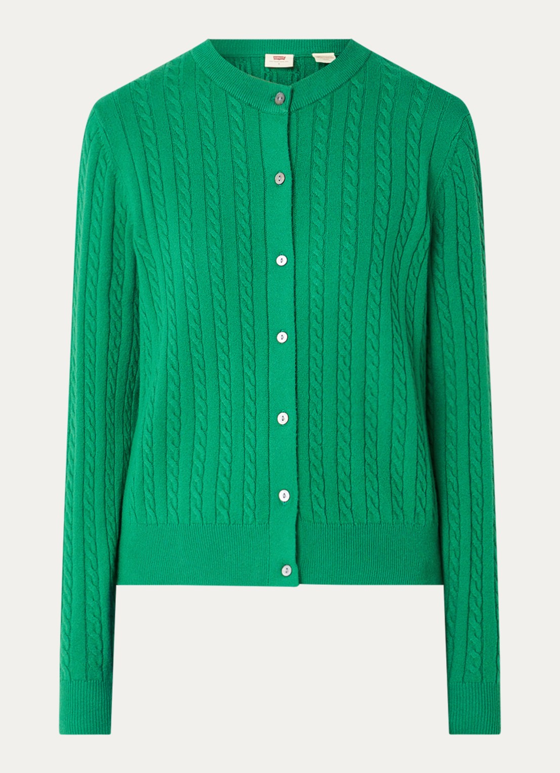 Levi's Kabelgebreid vest met ronde hals - voorkant donkergroen