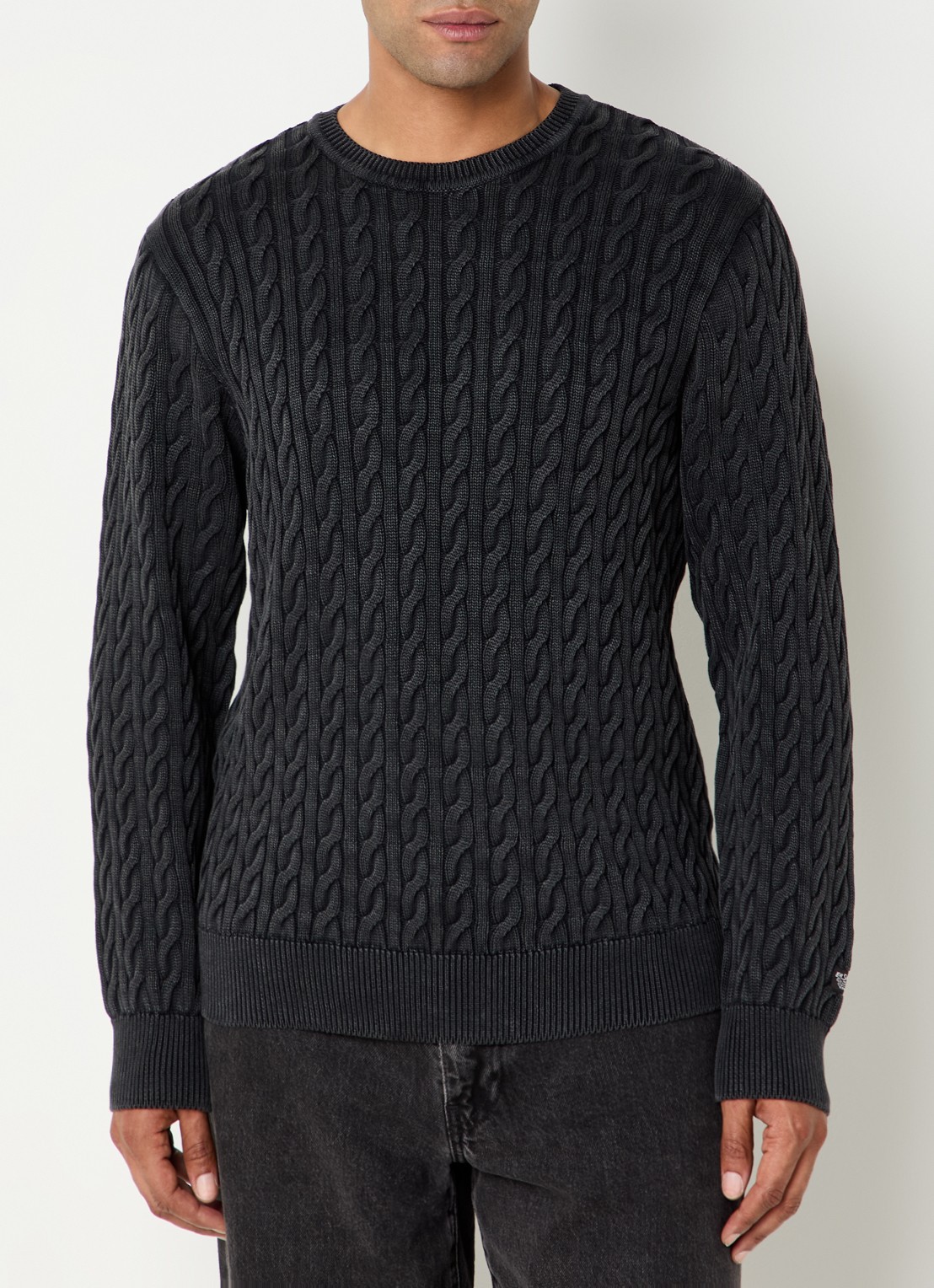 Levi's Kabelgebreide trui met ronde hals - detail 2 antraciet