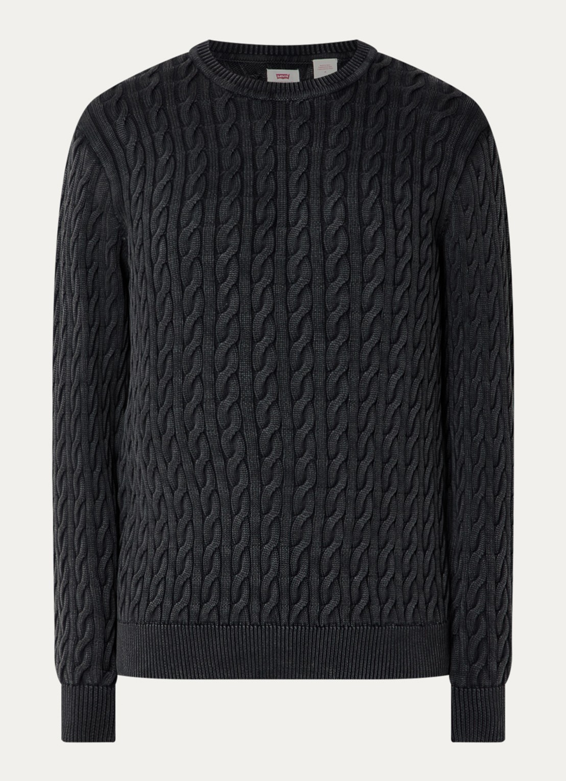 Levi's Kabelgebreide trui met ronde hals - voorkant 3 antraciet