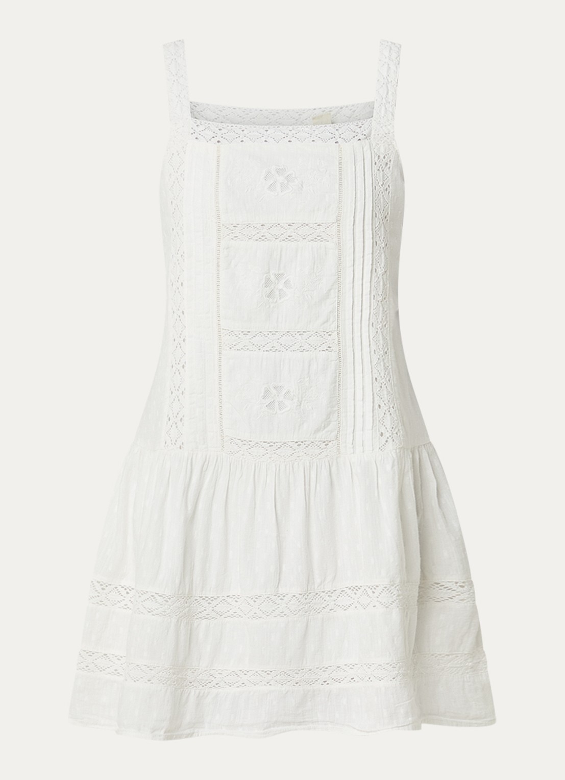 Levi's Kate mini jurk met broderie - voorkant wit