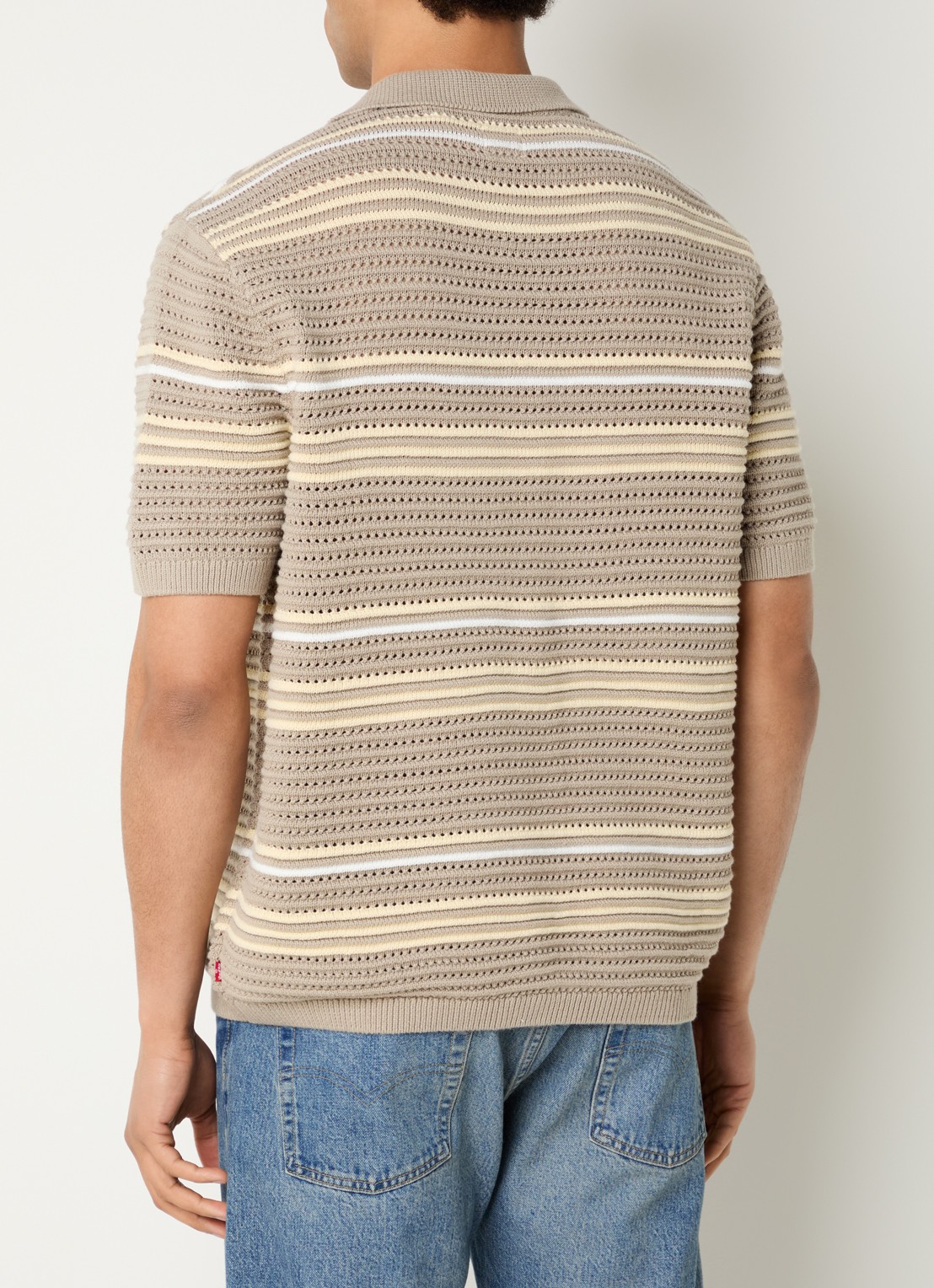 Levi's Laguna polo met opengewerkt dessin - achterkant 3 donkerkhaki