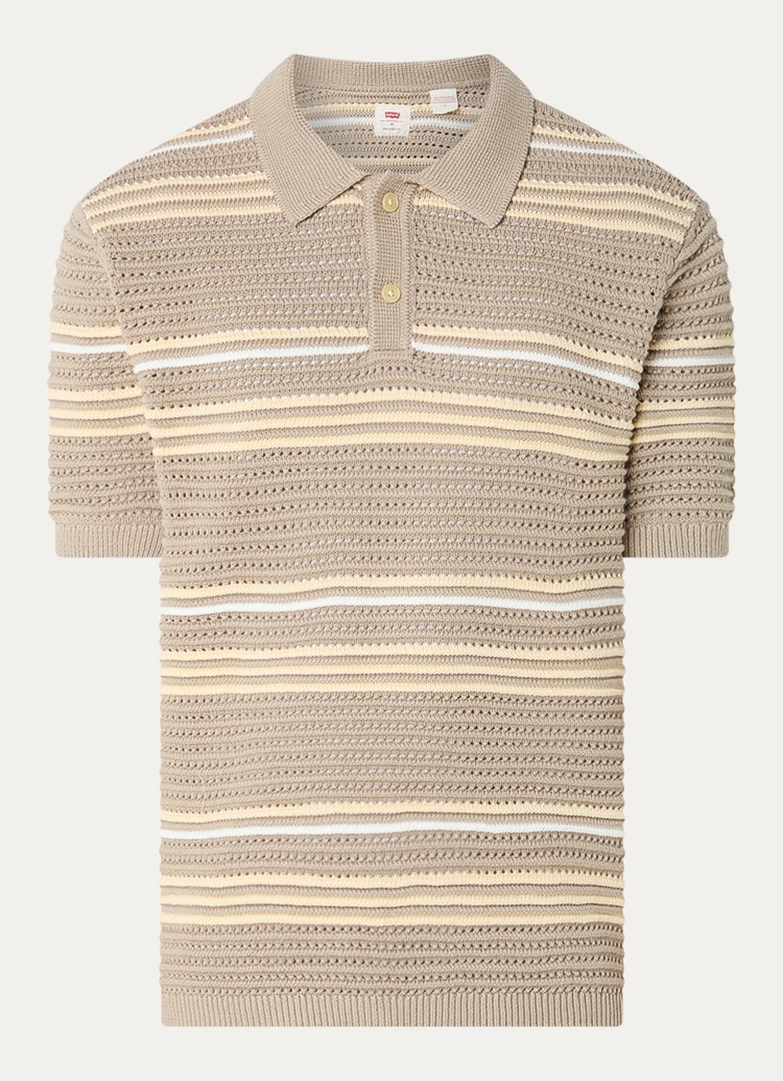 Levi's Laguna polo met opengewerkt dessin - voorkant donkerkhaki