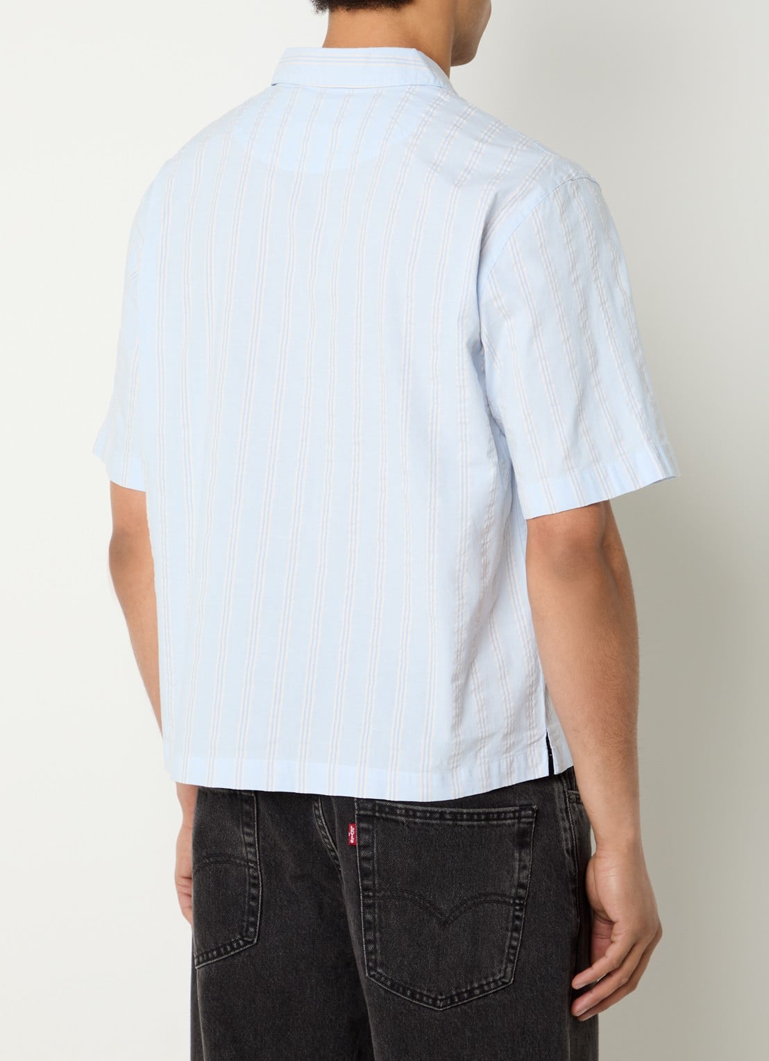 Levi's Lama comfort fit overhemd met streepprint - achterkant 3 lichtblauw