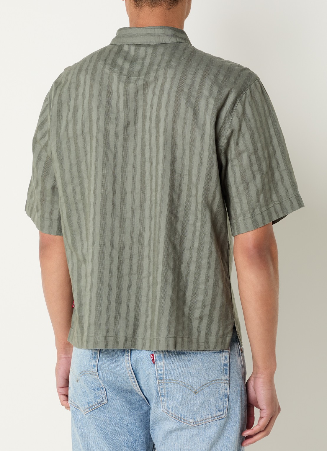 Levi's Lama regular fit overhemd met streepprint - achterkant 4 olijfgroen