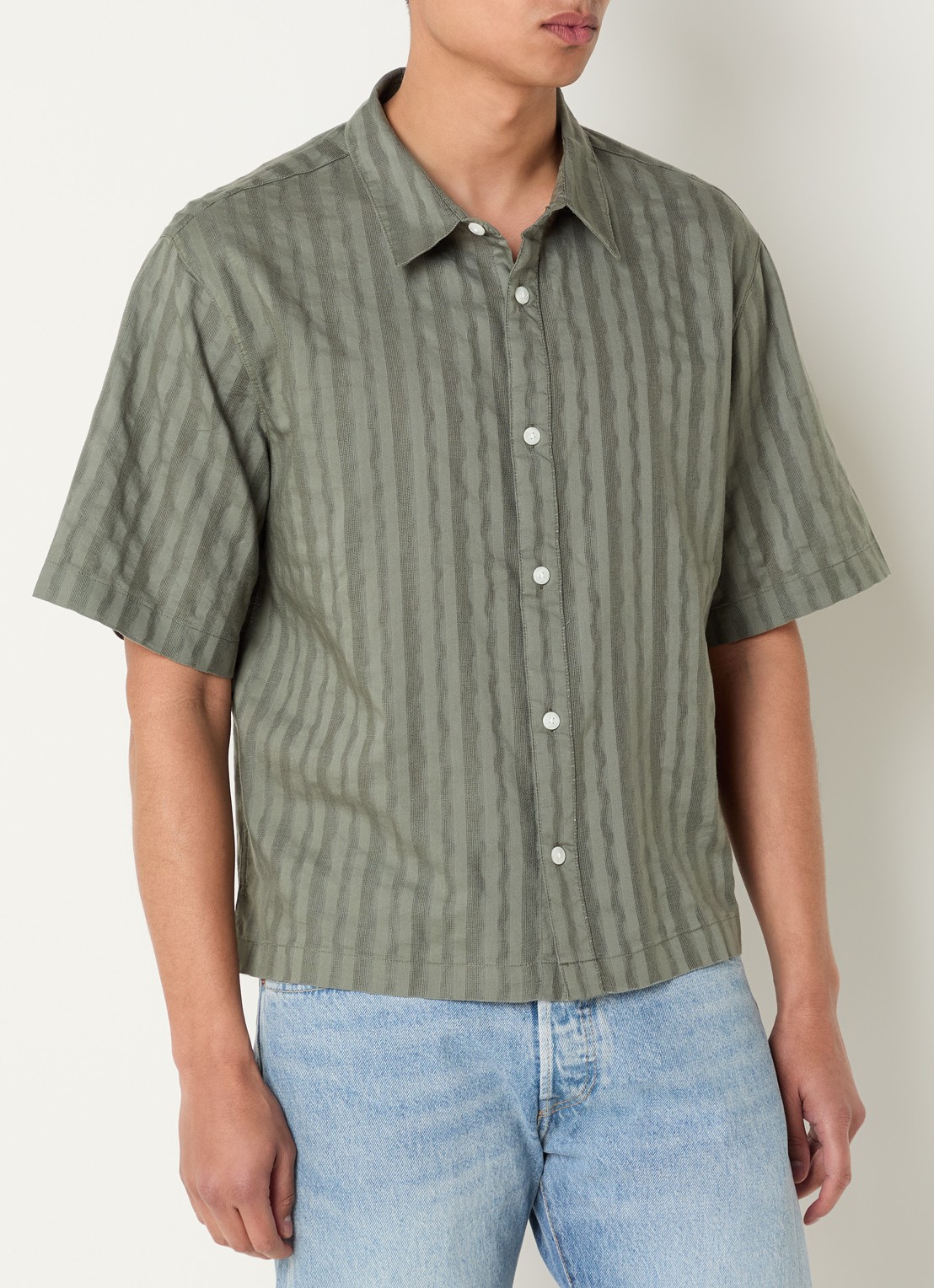 Levi's Lama regular fit overhemd met streepprint - detail 3 olijfgroen