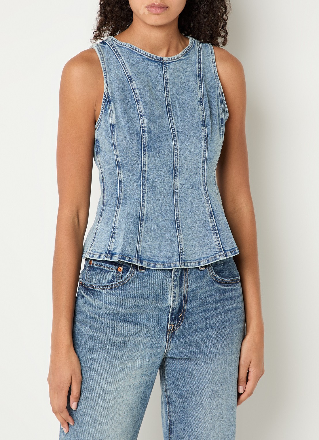 Levi's Leighton top van denim - detail indigo