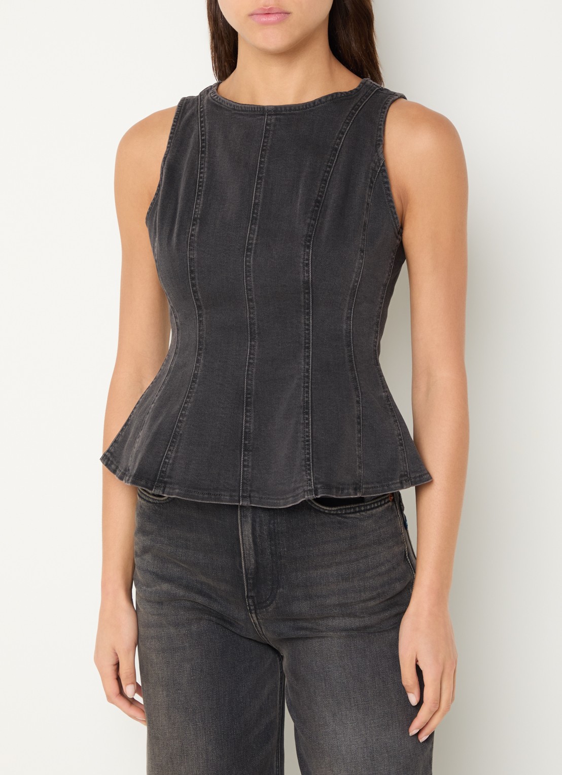Levi's Leighton top van denim - detail 4 antraciet