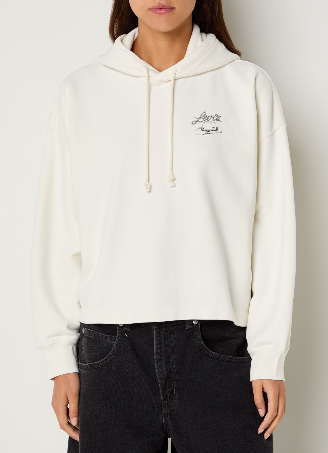 Levi's Leo hoodie met logo- en backprint - achterkant 3 gebroken wit