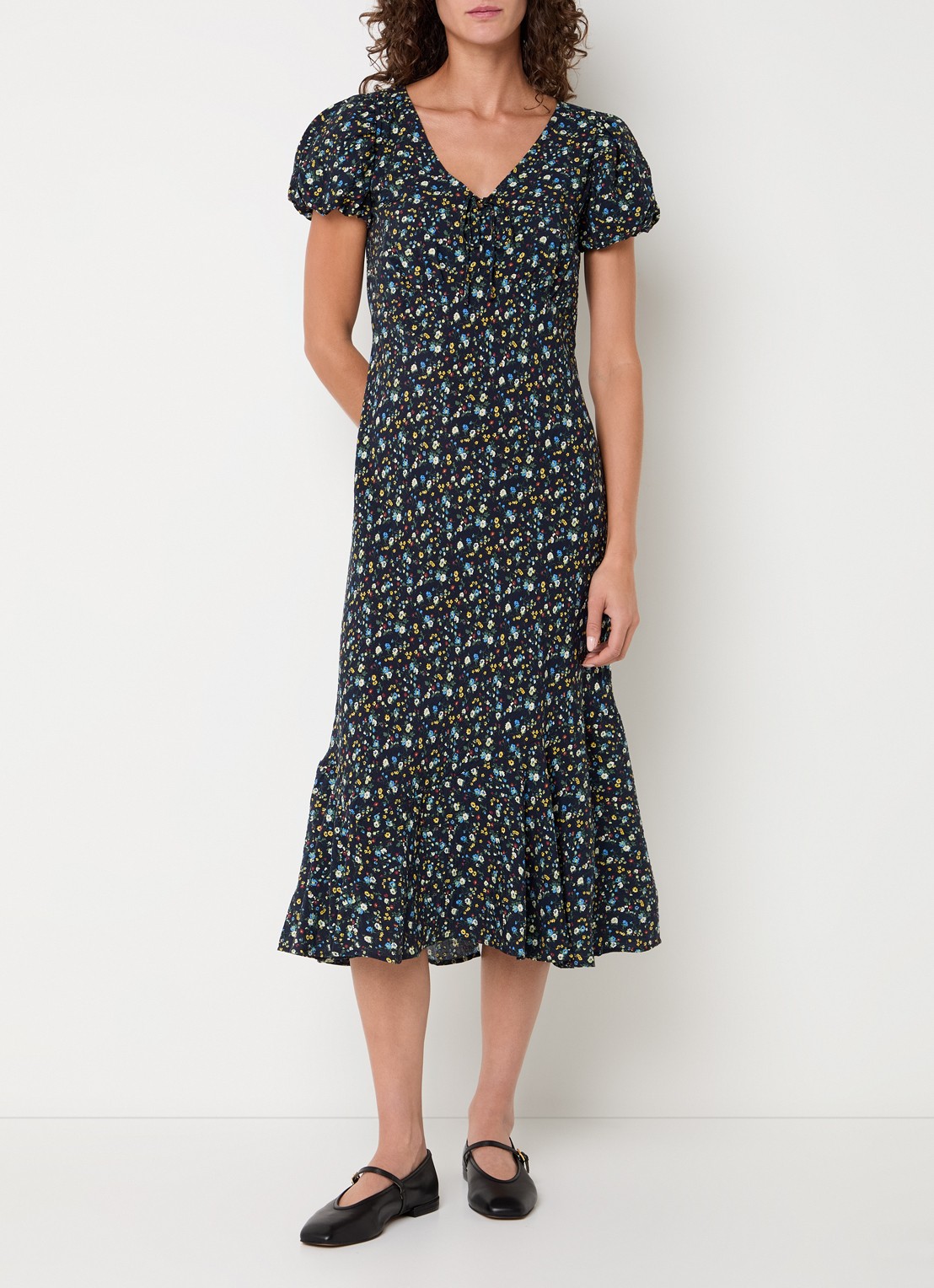 Levi's Lira midi jurk met bloemenprint - detail donkerblauw