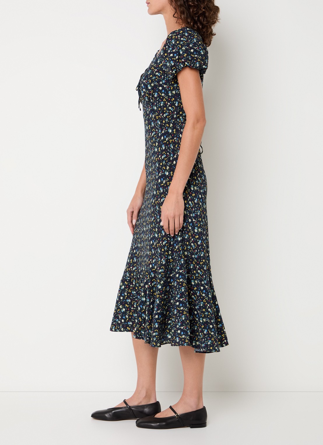 Levi's Lira midi jurk met bloemenprint - voorkant 4 donkerblauw