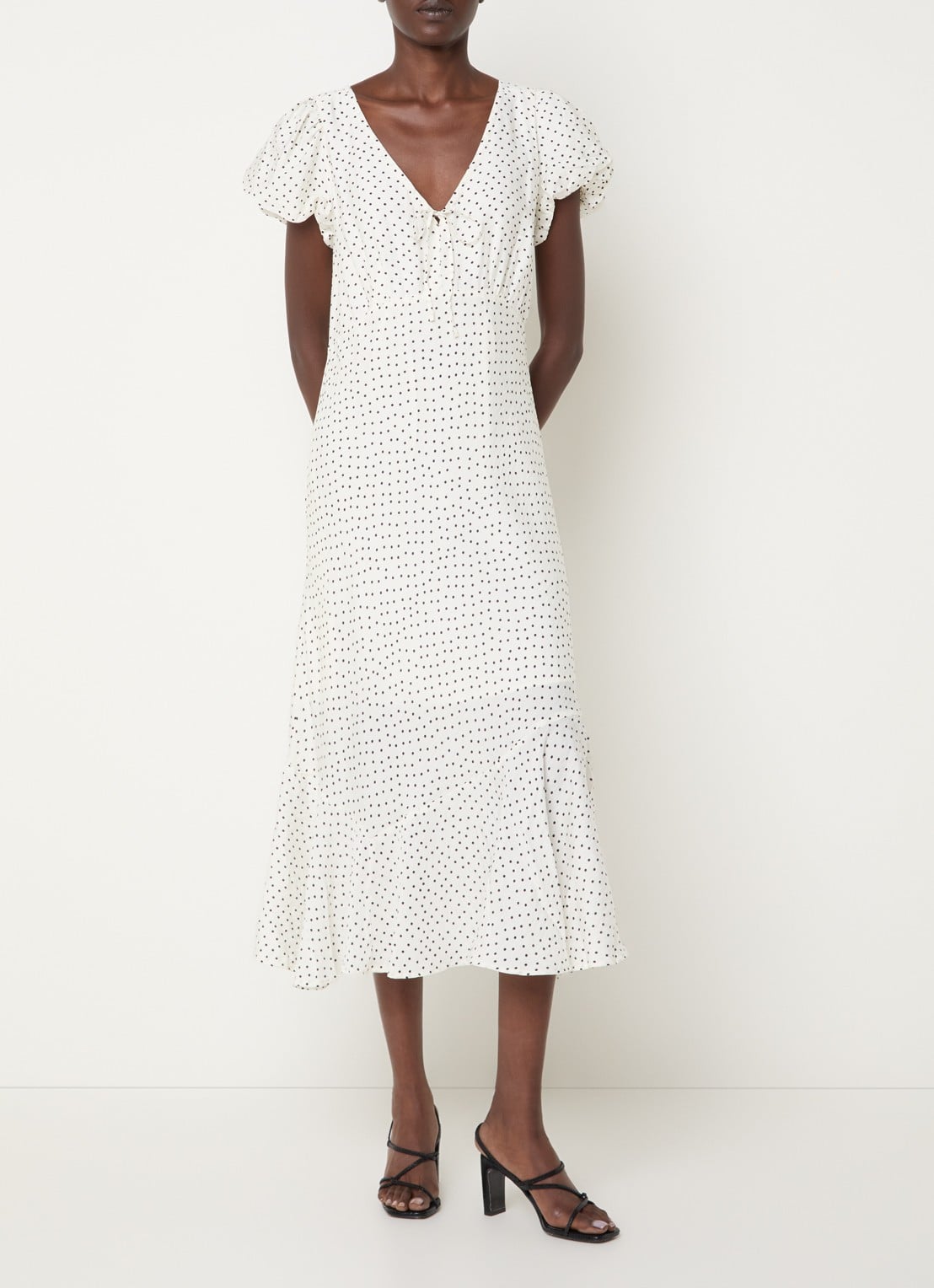 Levi's Lira midi jurk met stippenprint - detail gebroken wit