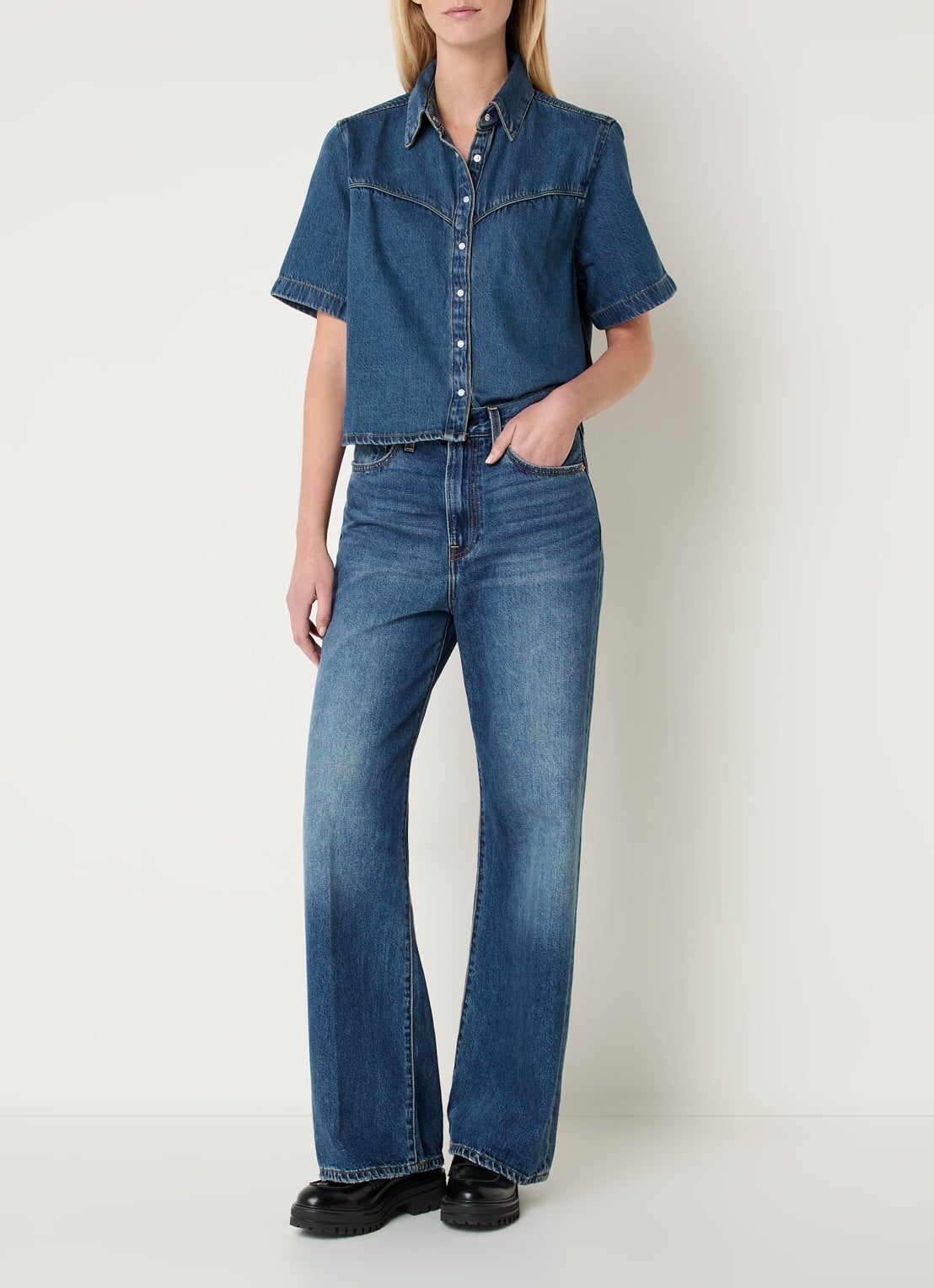 Levi's Logan blouse van denim - voorkant 2 indigo