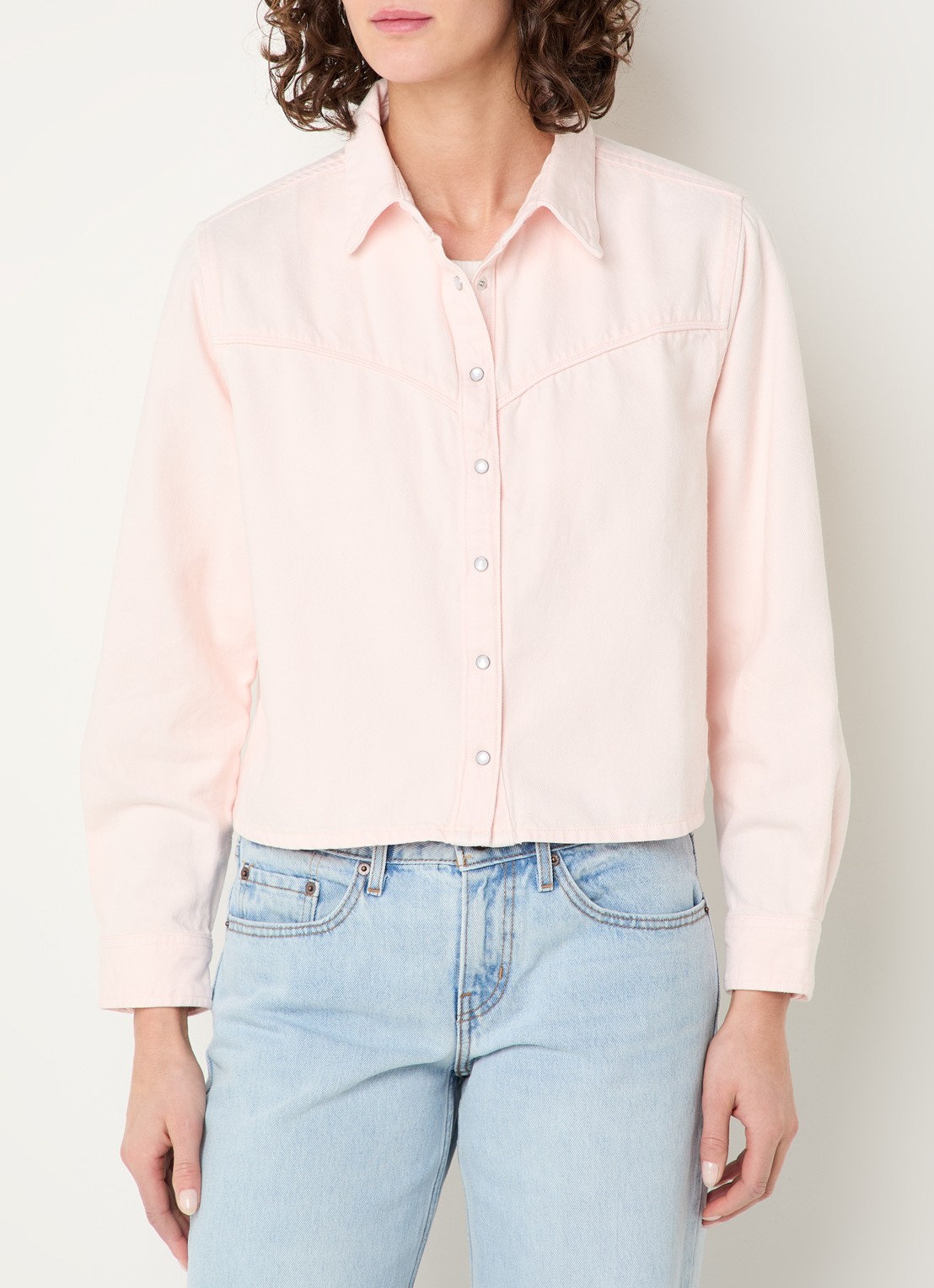 Levi's Logan blouse van denim - detail 4 lichtroze