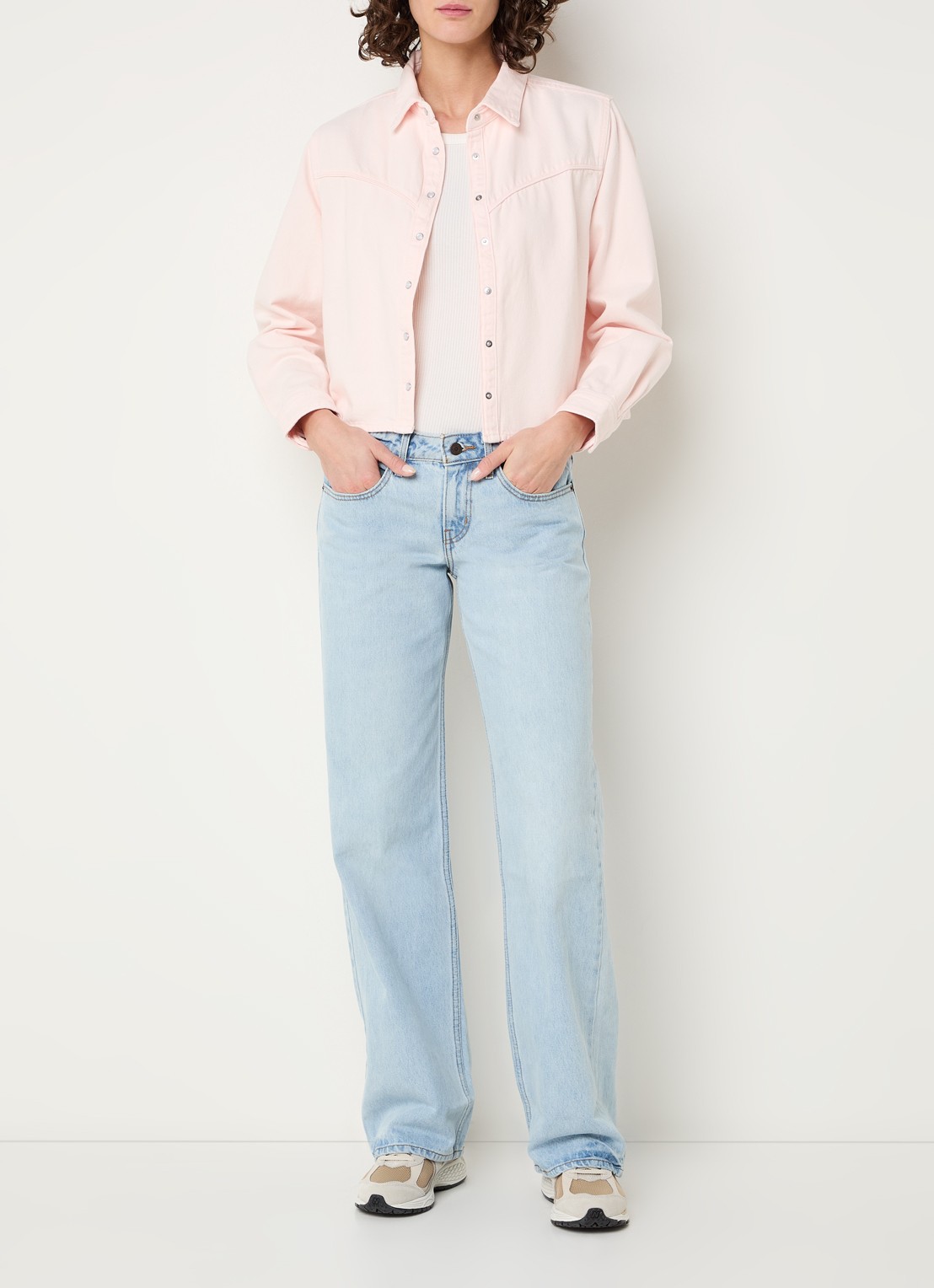 Levi's Logan blouse van denim - voorkant 2 lichtroze