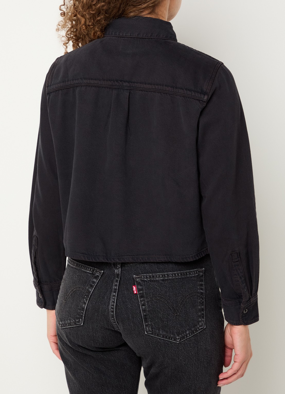Levi's Logan cropped blouse van denim - achterkant 3 zwart