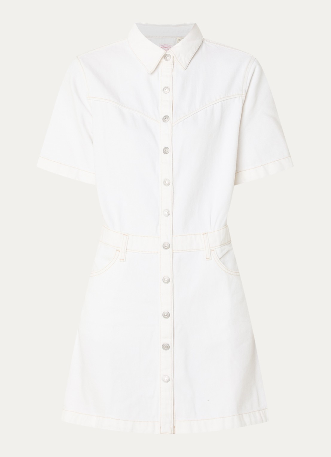 Levi's Logan mini denim jurk met steekzakken - voorkant wit