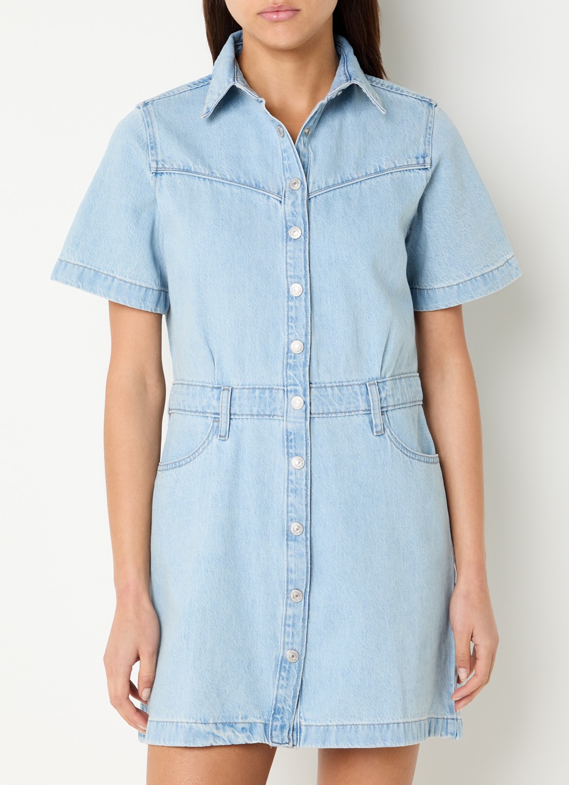 Levi's Logan Western mini blousejurk van denim - detail 3 indigo