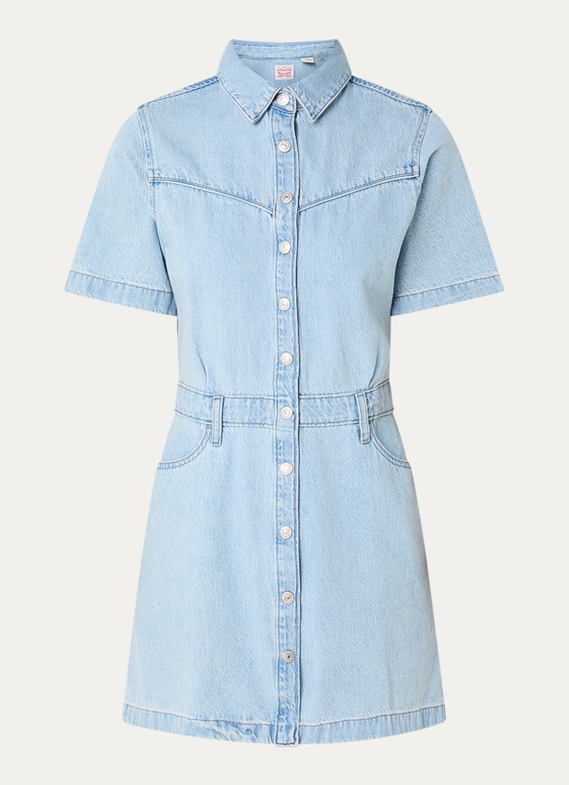 Levi's Logan Western mini blousejurk van denim - voorkant indigo