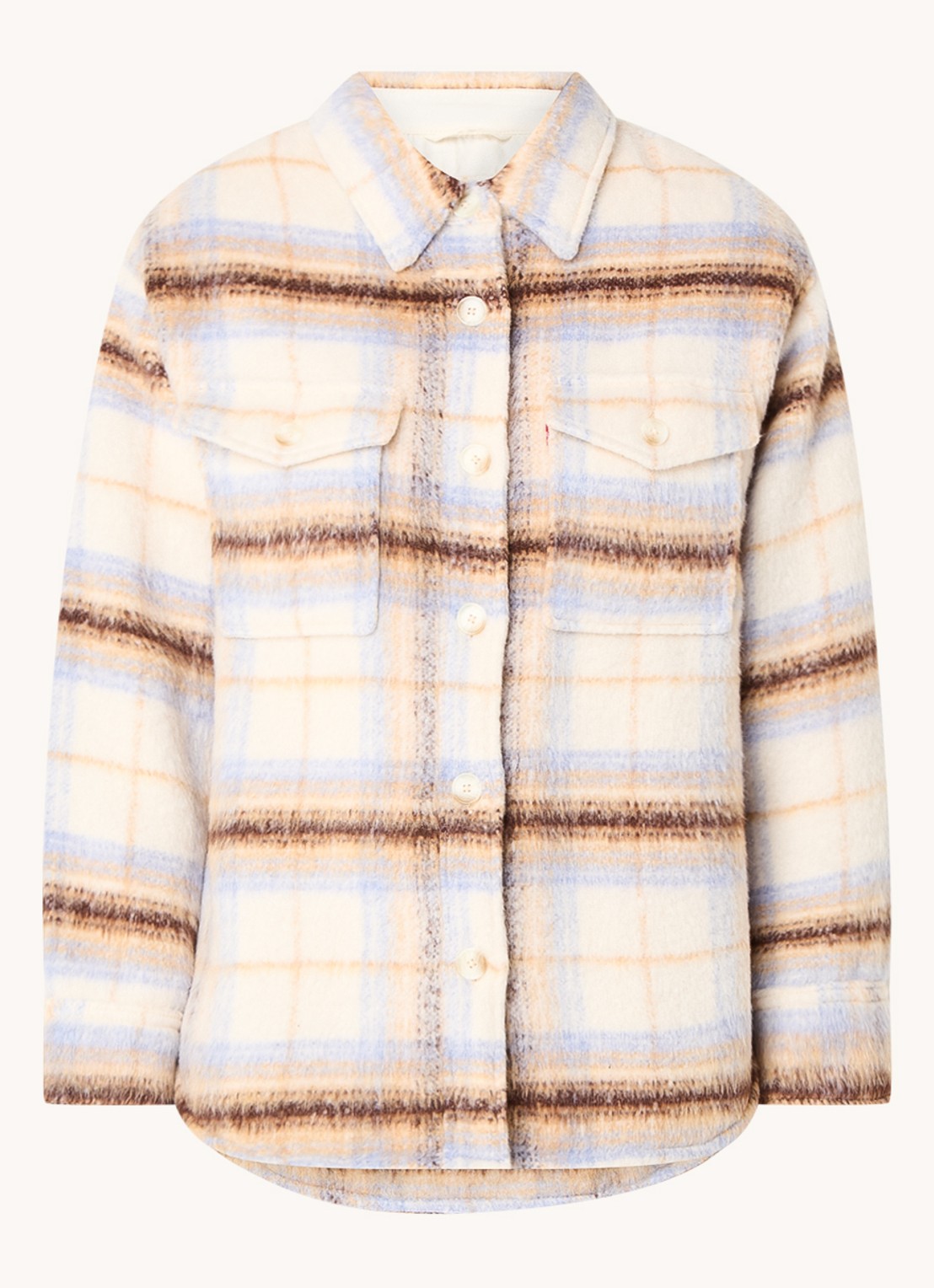 Levi's Lola overshirt in wolblend met ruitdessin en borstzakken - voorkant 4 beige