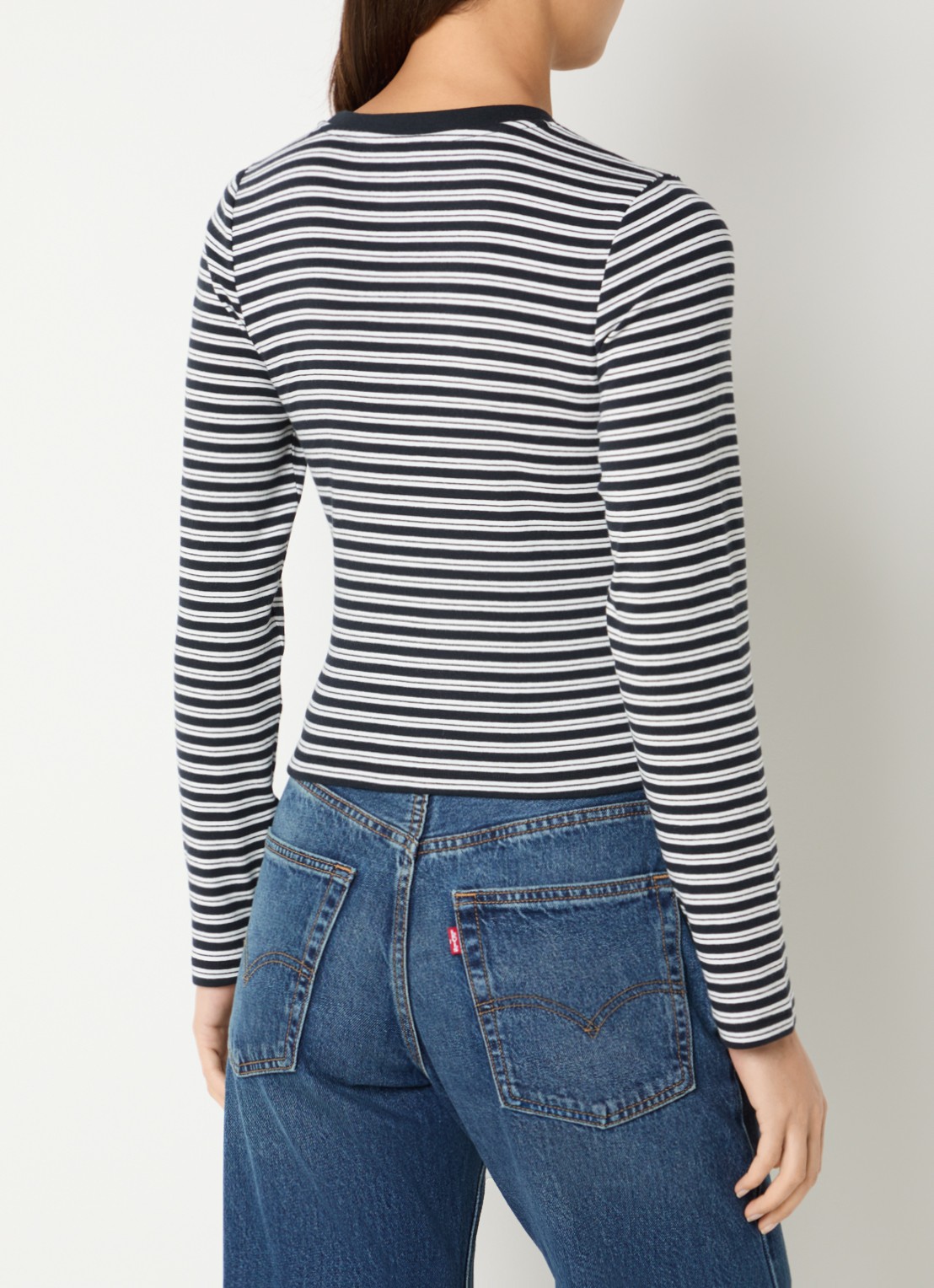 Levi's Long sleeve met streepprint - achterkant donkerblauw