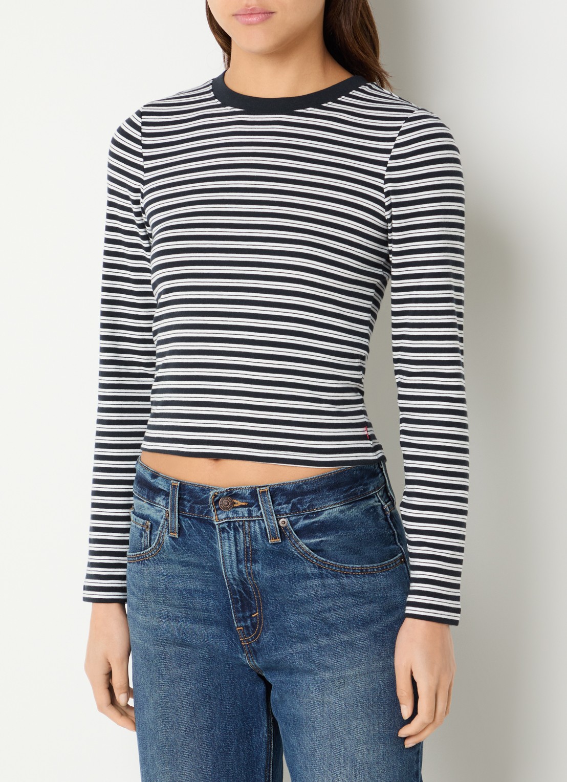 Levi's Long sleeve met streepprint - detail 4 donkerblauw