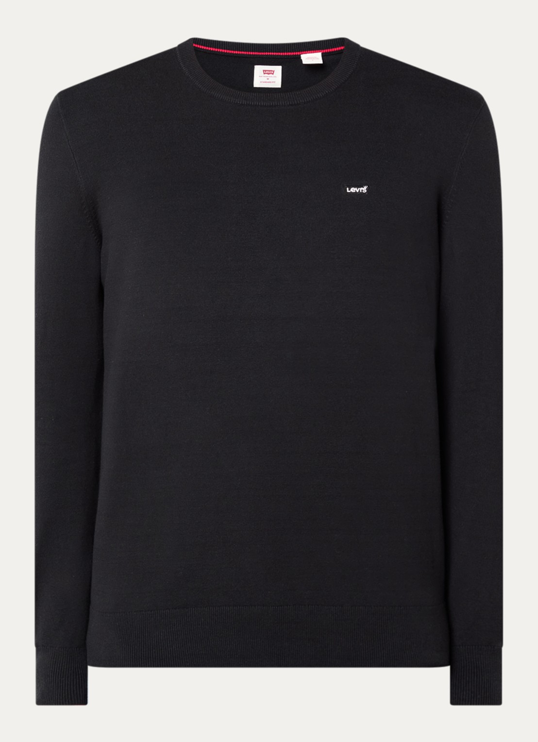 Levi's Longsleeve met logoborduring - voorkant 2 zwart