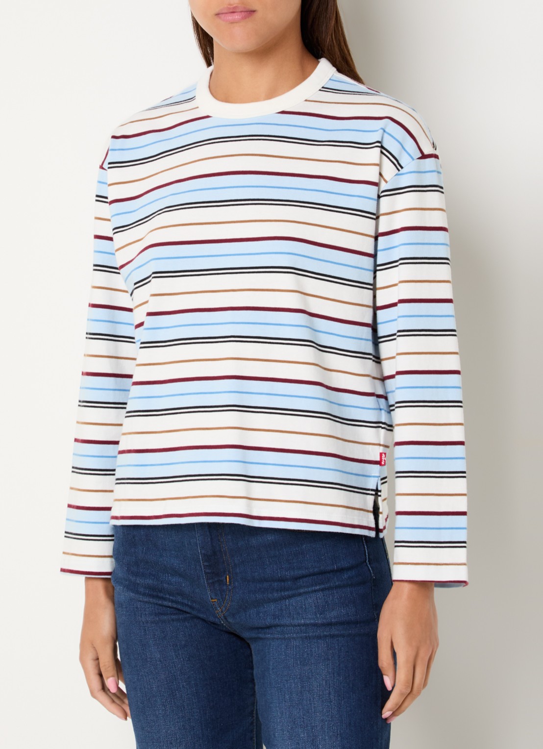 Levi's Longsleeve met streepprint - detail 4 lichtblauw